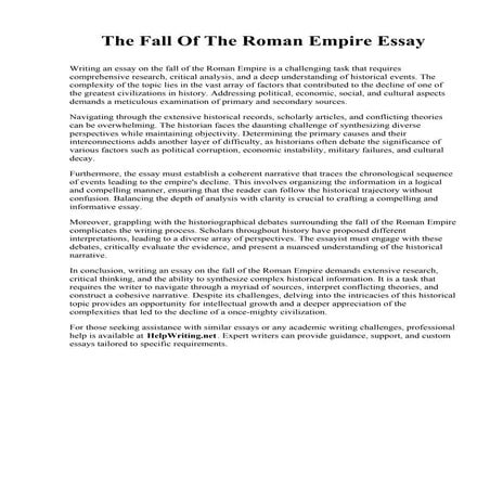 The Fall Of The Roman Empire Essay. Murray State University