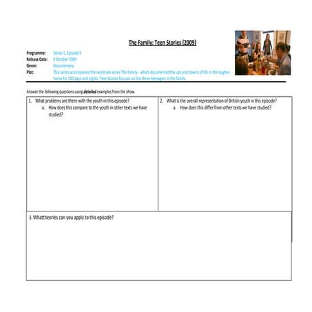 The family, teen stories screening notes