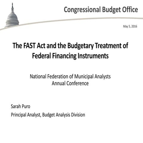 The FAST Act and the Budgetary Treatment of Federal Financing Instruments