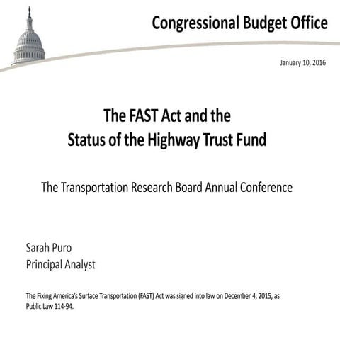 The FAST Act and the Status of the Highway Trust Fund