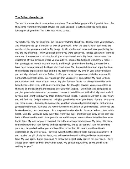 The Fathers love letter The Fathers love letter
