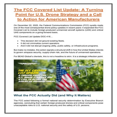 The FCC Covered List Update: A Turning Point for U.S. Drone Strategy ...