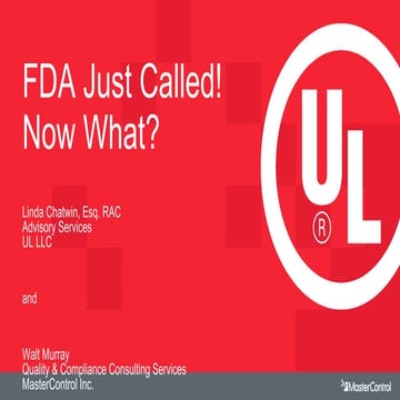 The FDA just called, Now What?