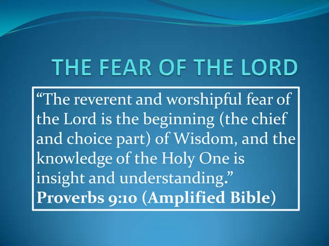 The Fear of the Lord