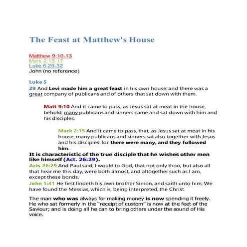 The Feast at Matthew's House