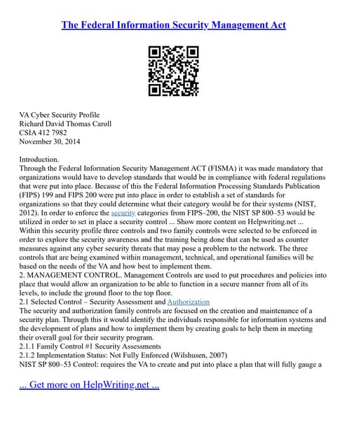 The Federal Information Security Management Act