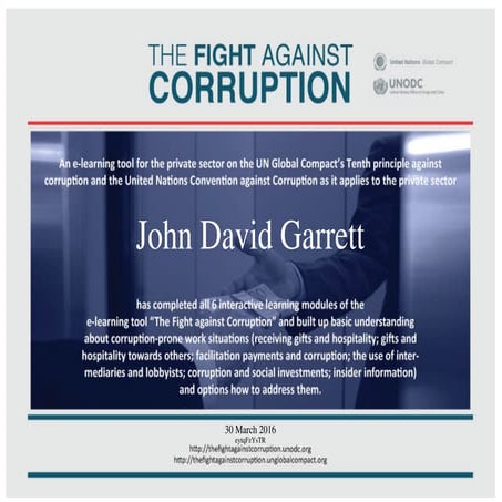 The Fight Against Corruption Certificate | PDF
