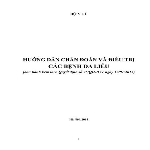 Hướng dẫn chẩn đoán và điều trị các bệnh da liễu