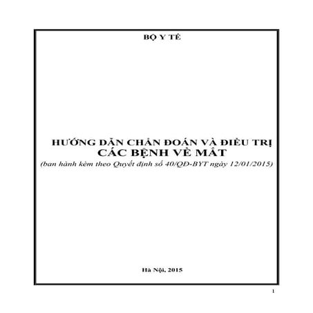 HƯỚNG DẪN CHẨN ĐOÁN VÀ ĐIỀU TRỊ CÁC BỆNH VỀ MẮT