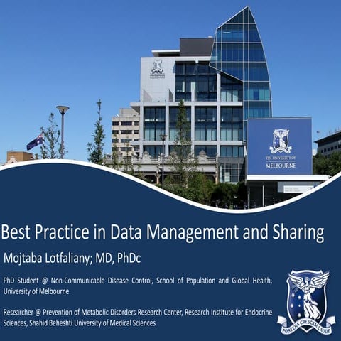 Best Practice in Data Management and Sharing 