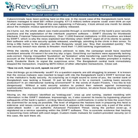 The financial sector under siege from vicious banking malware @ReveeliumBlog