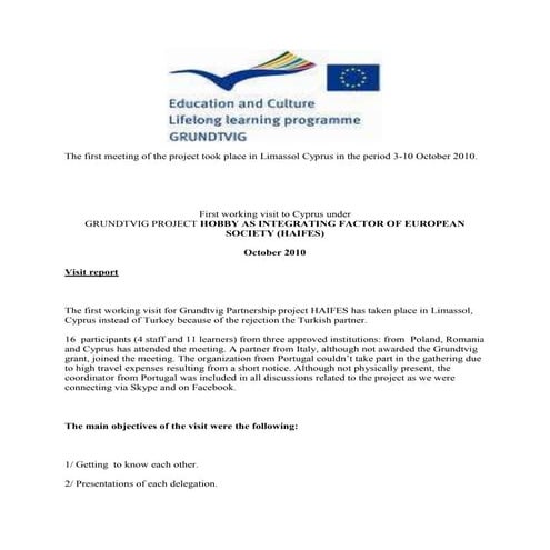 The first meeting of the project took place in limassol cyprusreport