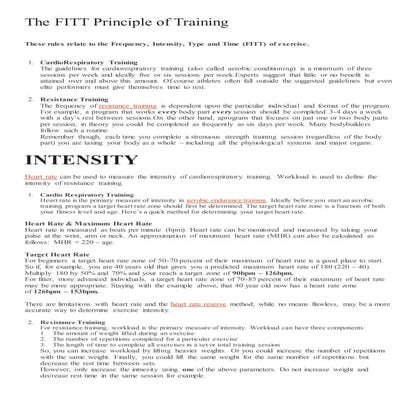 The fitt principle of training