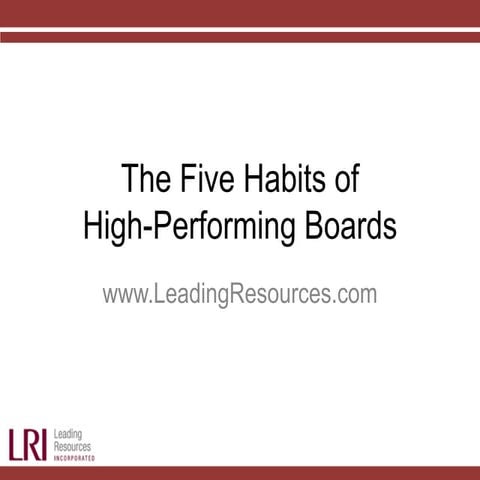 The Five Habits of High-Performing Boards