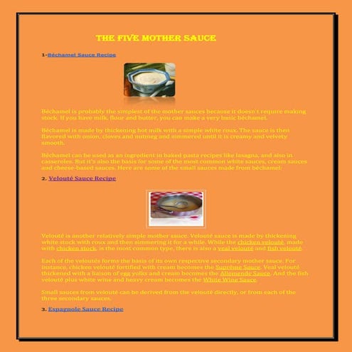 The five mother sauce