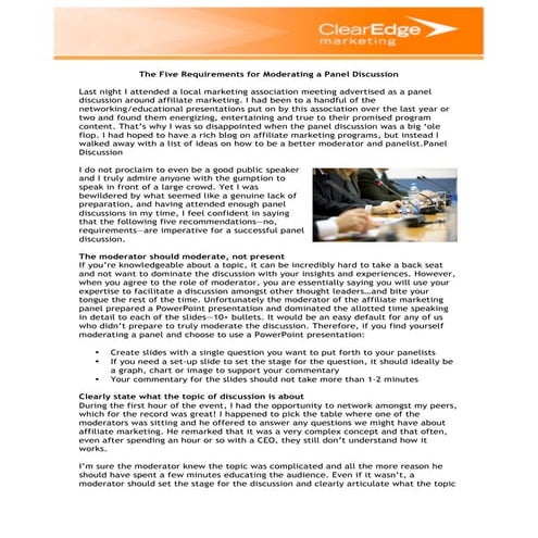 The Five Requirements for Moderating a Panel Discussion