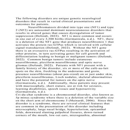 The following disorders are unique genetic neurological disorders .docx