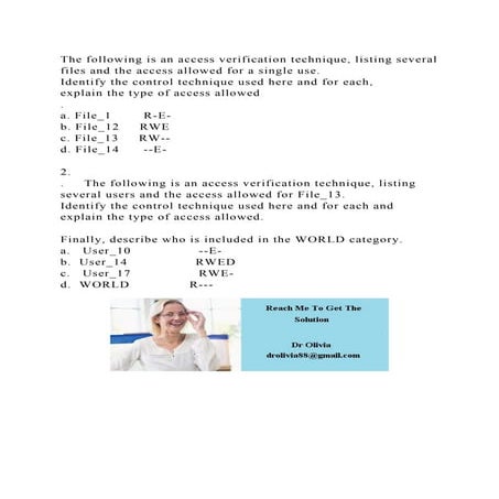 The following is an access verification technique, listing several f.docx