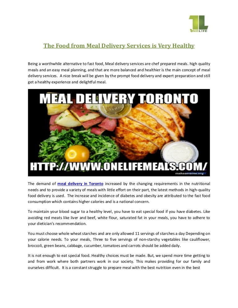 Meal Delivery Services is Very Healthy