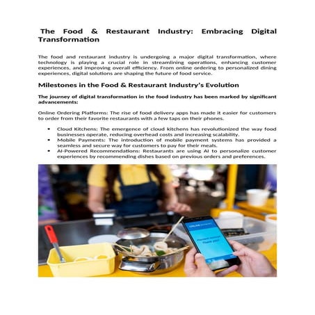 The Food & Restaurant Industry: Driving Growth Through Digital Transformation