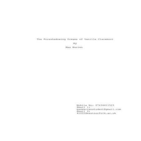 The Foreshadowing Dreams of Vanille Claremont.