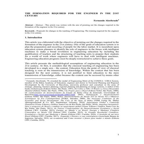 The formation required for the engineer in the 21 st century