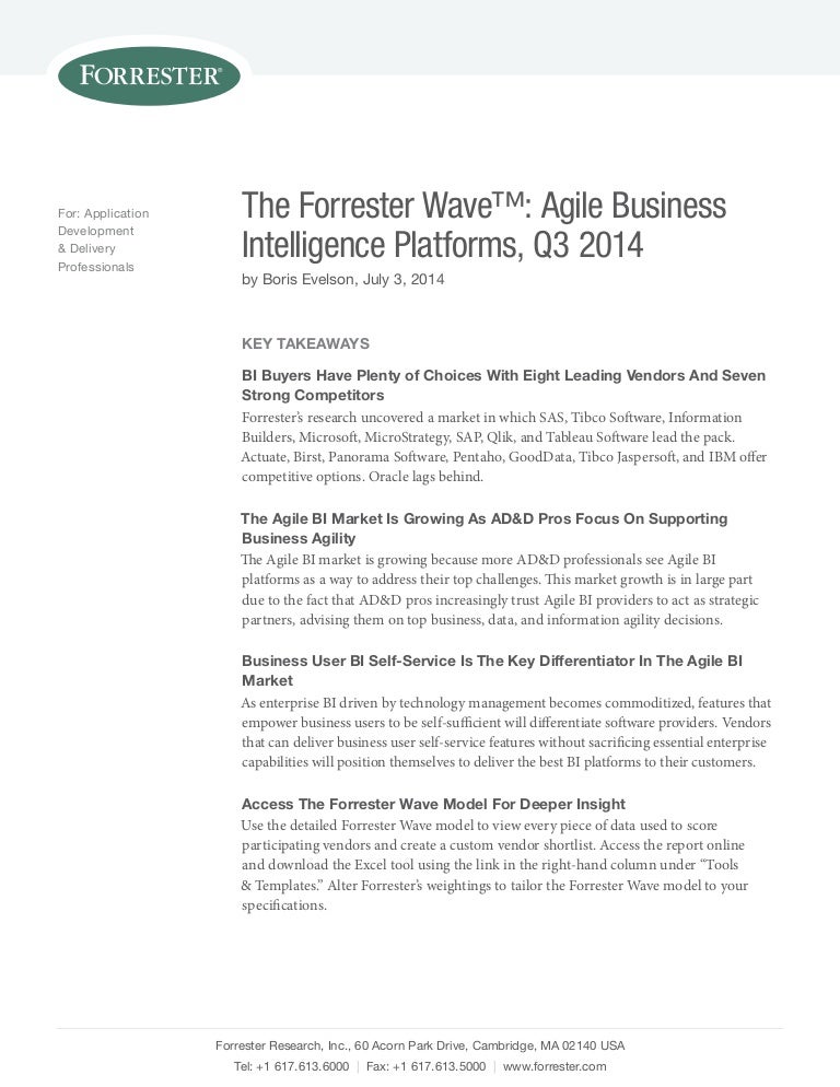the forrester wave agile business intelligence platforms q3 2014