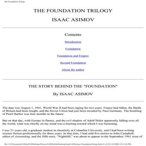 The foundation trilogy