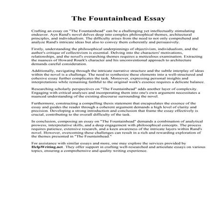 The Fountainhead Essay. California Intercontinental University