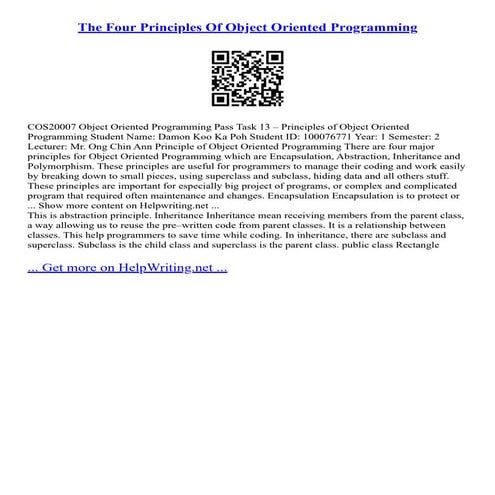 The Four Principles Of Object Oriented Programming | PDF