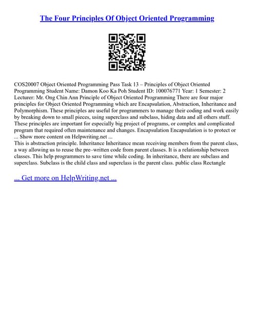 The Four Principles Of Object Oriented Programming | PDF
