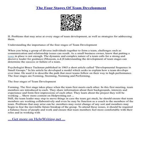 The Four Stages Of Team Development | PDF