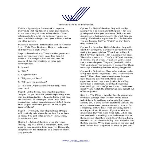 The Four Step Sales Framework