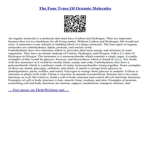 The Four Types Of Organic Molecules