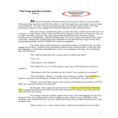 The frog and the condor I