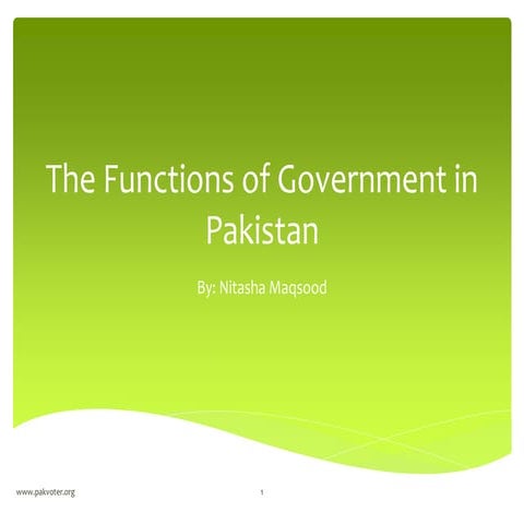 The functions of government in pakistan