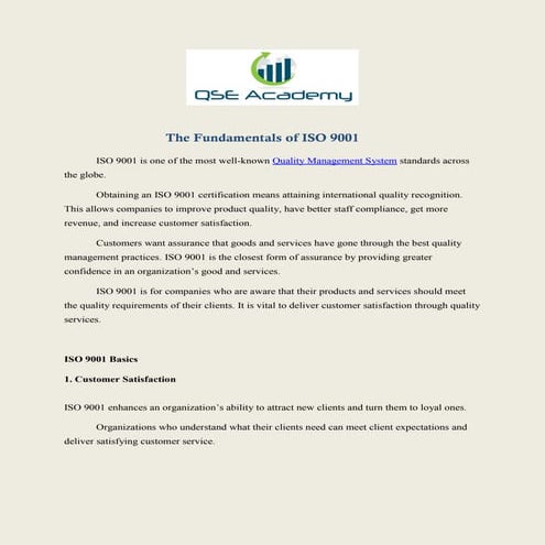 The fundamentals of iso 9001