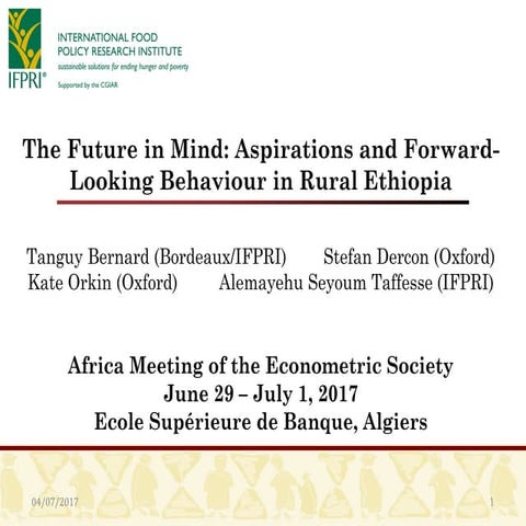 The Future in Mind: Aspirations and Forward-Looking Behaviour in Rural Ethiopia