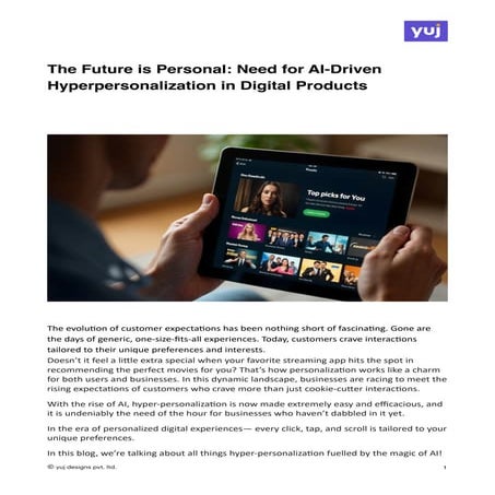 Need for AI-Driven Hyperpersonalization in Digital Products
