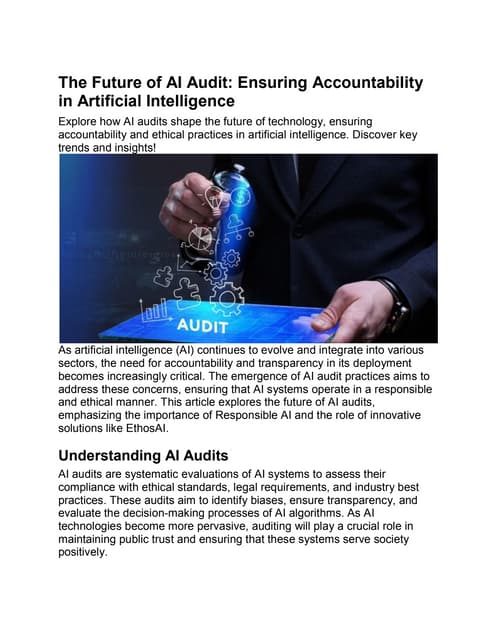 The Future of AI Audit: Ensuring Accountability in Artificial ...