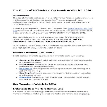 The Future of AI Chatbots: Key Trends to Watch in 2024