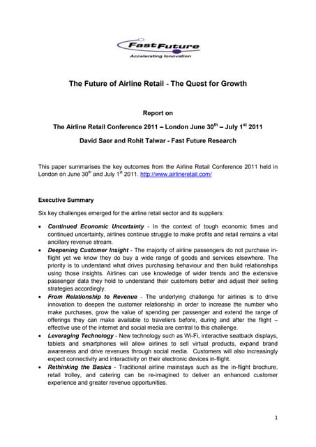 The Future of Airline Retail - Fast Future Report 19 07 11