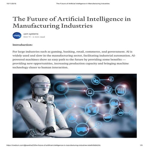 The future of artificial intelligence in manufacturing industries