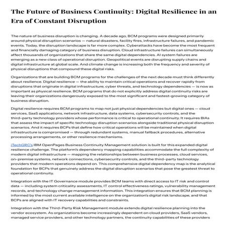 The Future of Business Continuity: Digital Resilience in an Era of ...
