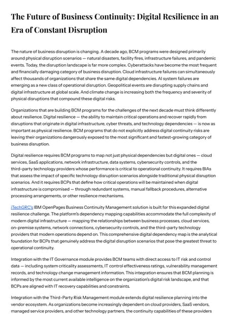 The Future of Business Continuity: Digital Resilience in an Era of ...