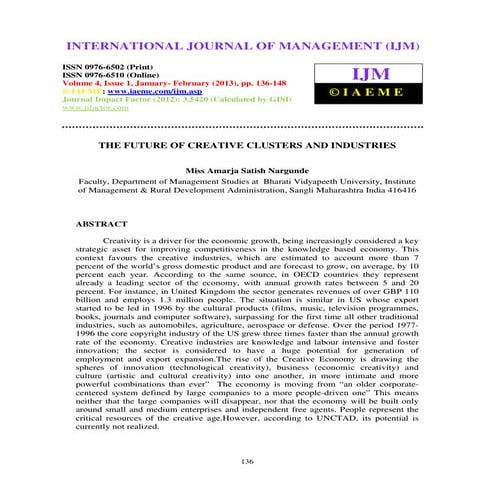 The future of creative clusters and industries