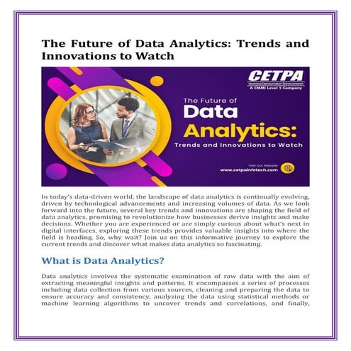 The Future of Data Analytics: Trends and Innovations to Watch - CETPA Infotech