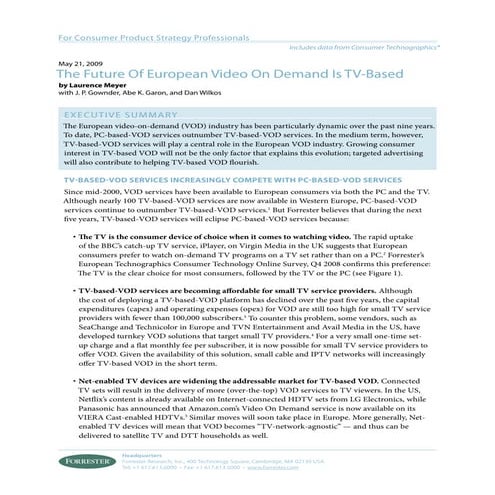 The future of european video on demand is tv based