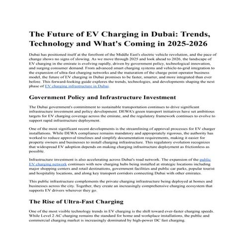 The Future of EV Charging in Dubai: Trends, Technology, and Innovations ...