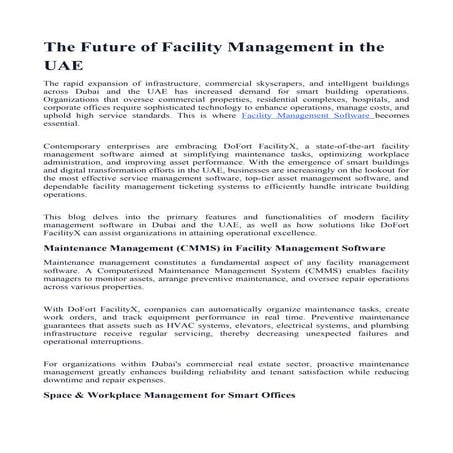 The Future of Facility Management in the UAE | DOCX